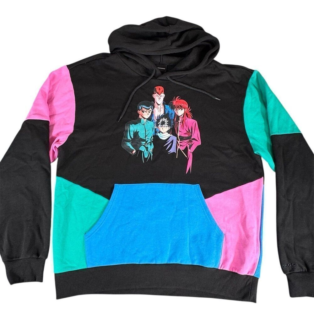RARE Yu Yu Hakusho Sz L DUMBGOOD Hoodie Anime Apparel Sweatshirt Color Block Y2K